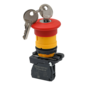 Кнопка грибовидная аварийной остановки с ключом, красная, 40 мм, возврат поворотом с фиксацией, 1NC, IP65, пластик (Изображение 1)