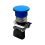 Кнопка грибовидная синяя, 40 мм, пружиный возврат, 1NO, IP65, металл (Изображение 1)