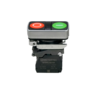Кнопка двойная плоская, красная/зеленая, маркировка "I+O", 1NO+1NC, IP65, металл (Изображение 2)