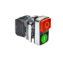 Кнопка двойная выступающая с подсветкой, красная/зеленая, маркировка "I+O", 1NO+1NC, 220V AC/DC, IP65, металл (Изображение 3)