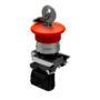 Кнопка грибовидная аварийной остановки с ключом, красная, 40 мм, возврат поворотом с фиксацией, 1NC, IP65, металл (Изображение 1)